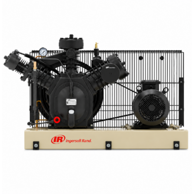 Ingersoll Rand two-stage V piston air compressor on a steel base