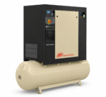 Ingersoll Rand rotary screw compressor and receiver tank seen at an angle