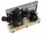 Ingersoll Rand piston air compressor from above, showing pump, motor and guard